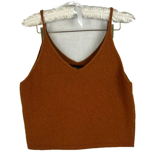Code Mode Tank Top Women's Medium Rust Wool Angora Rabbit Knit Cropped - Picture 1 of 7